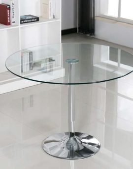 mesa redonda acero y cristal lago