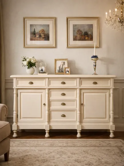 aparador de 4 puertas blanco con patas torneadas aparador de 4 puertas blanco con patas torneadas