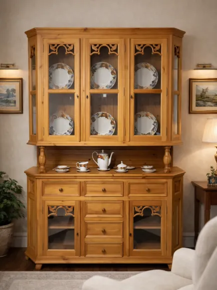 aparador vitrina menorca con puertas de cristal mueblestilo