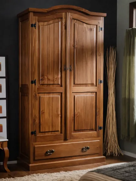 armario rústico de dos puertas con cajón central mueblestilo