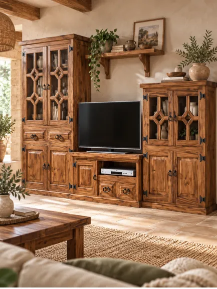 conjunto mueble salón rústico 0251