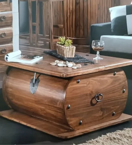 mesa de centro rústica modelo baúl marca mueblestilo
