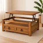 mesa rústica elevable alba marca mueblestilo