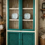 vitrina de estilo rústica rondeña con puertas de celosía mueblestilo