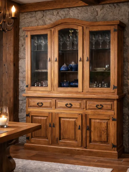 vitrina de madera con puertas de cristal florencia