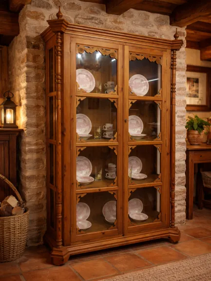 vitrina rústica capitel puertas acristaladas mueblestilo