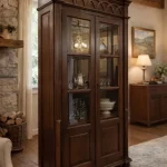 vitrina rústica galicia de dos puertas acristaladas mueblestilo