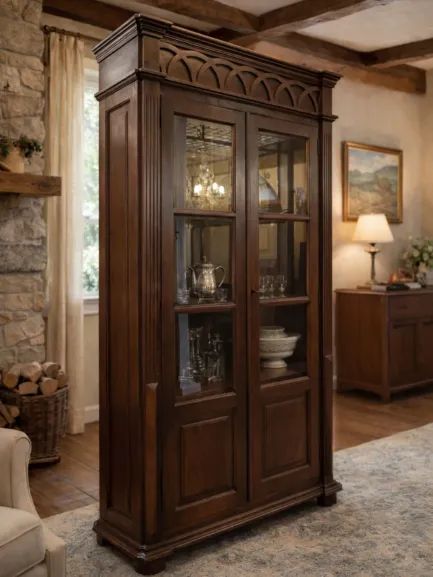 vitrina rústica galicia de dos puertas acristaladas mueblestilo