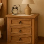 mesita de noche rústica con 3 cajones 27003 mueblestilo