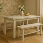 mesa rústica con bancos rústicos marca mueblestilo