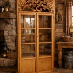 vitrina rústica tallada de puertas acristaladas mueblestilo