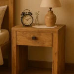 mesa de centro rústica líneas rectas con cajón mueblestilo