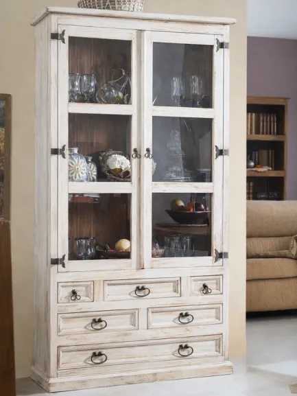 vitrina de puertas acristaladas con cajones modelo jalisco