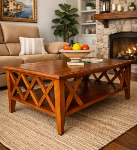 mesa de centro baja para salón modelo cruceta