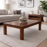 mesa de líneas rectas de centro madera de fresno
