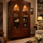 vitrina clásica de haya modelo 82249 con puertas acristaladas