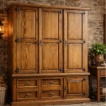 armario de estilo rústico con grande macizo con puertas y cajones mueblestilo