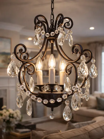 lámpara aryan con tres luces y lágrimas de cristal lámpara aryan con tres luces y lágrimas de cristal