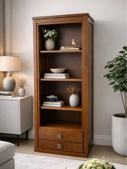 Estantería moderna de madera para libros y decoración con cajones Estantería moderna de madera para libros y decoración con cajones