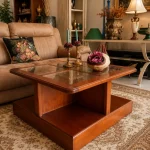 mesa de centro rústica con cristal mueblestilo
