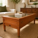 mesa de centro salón con cristan y cajón