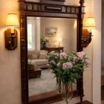 espejo rústico con laterales torneados mueblestilo